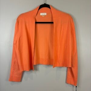 Calvin Klein Orange Open-Front Cropped‎ Cardigan — NWT, Size Large